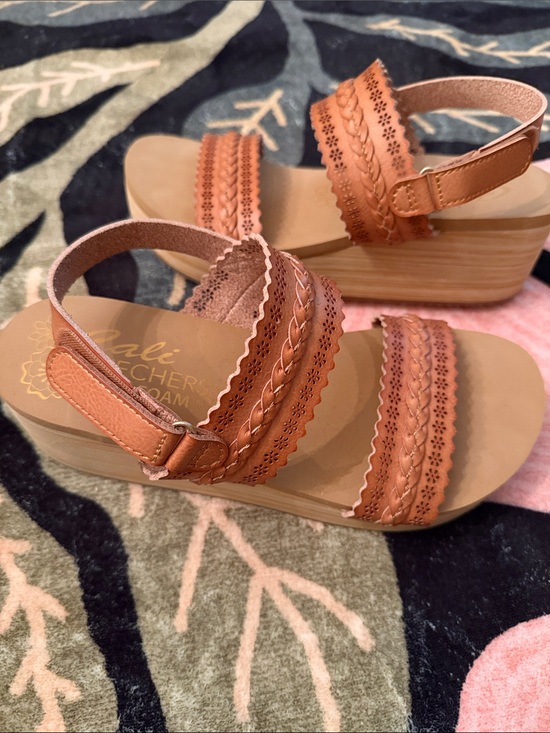 Skechers Shoes - Skechers Cali LuxefoamWomen's Cognac Braided & Scalloped Strap Sandal 7